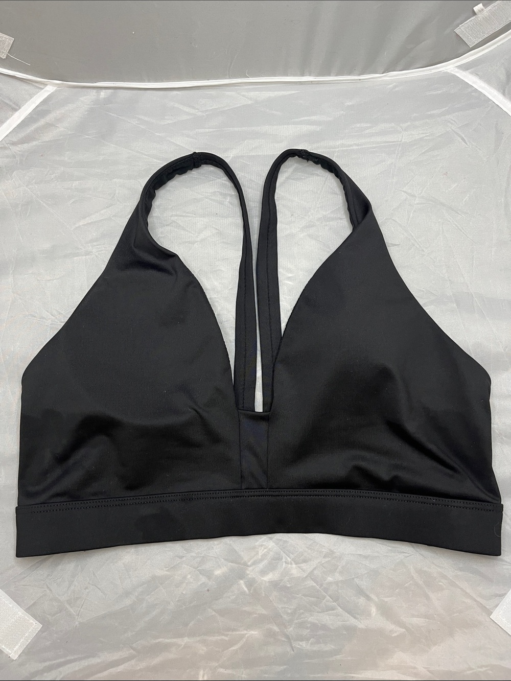 Victoria's Secret Sport Plunge V Neck Black Sports Bra w/ Cut Outs - Size Medium